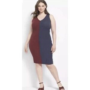 Lane Bryant Women’s Size 18/20 Sleeveless Colorblock Ribbed Bodycon Dress
